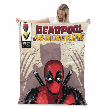 Deadpool & Wolverine Marvel Studios Comic Cover Silk Throw Blanket